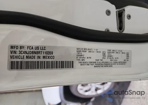 2024 Jeep Compass Latitude from USA, damaged, VIN 3C4NJDBN8RT110359